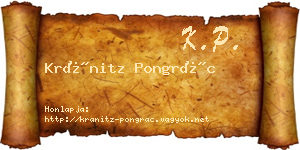 Kránitz Pongrác névjegykártya
